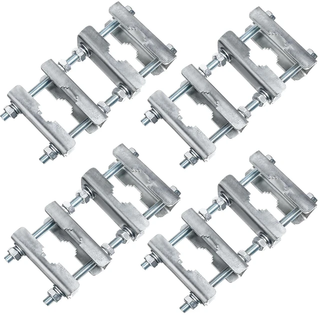 Main image of 4 Sets Antenna Mast to Mast Clamp Bracket Kit with V Jaw Blocks for 1"-2.5" OD Poles, Heavy Duty Mounting Hardware for Ham TV Network Antennas, Security Cameras, Weather Station