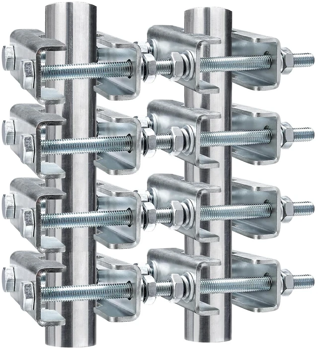 Alt view image 2 of 5 - 4 Sets Antenna Mast to Mast Clamp Bracket Kit with V Jaw Blocks for 1"-2.5" OD Poles, Heavy Duty Mounting Hardware for Ham TV Network Antennas, Security Cameras, Weather Station