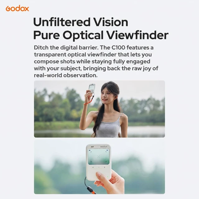 Alt view image 4 of 7 - C100 Transparent Viewfinder Camera with 32GB TF Card (Pre-Installed) OTG phone sharing, built-in light meter, photo/video modes, four aspect ratios, approx. 65g pocket body