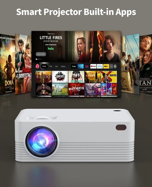 Alt view image 3 of 7 - Smart Projector with Wi-Fi and Bluetooth4K Support Video projector 270 ANSI BrightnessBuilt-in AppsAuto FocusProjector Movie for Home TheaterCompatible with phone, TV Sticks, Laptops, PS5