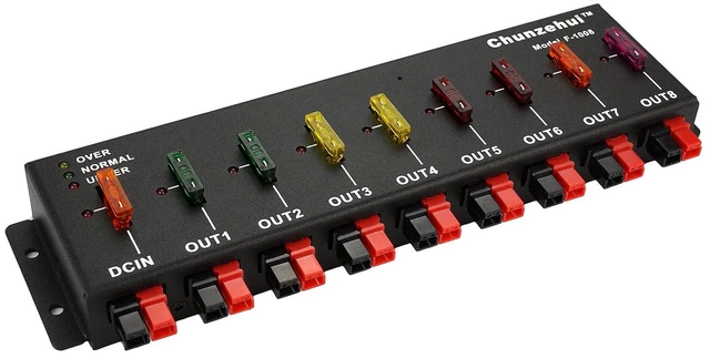 Main image of F-1008 Horizontal 9 Port 40A Connector Power Splitter Distributor Source Strip, 1 Input and 8 Output