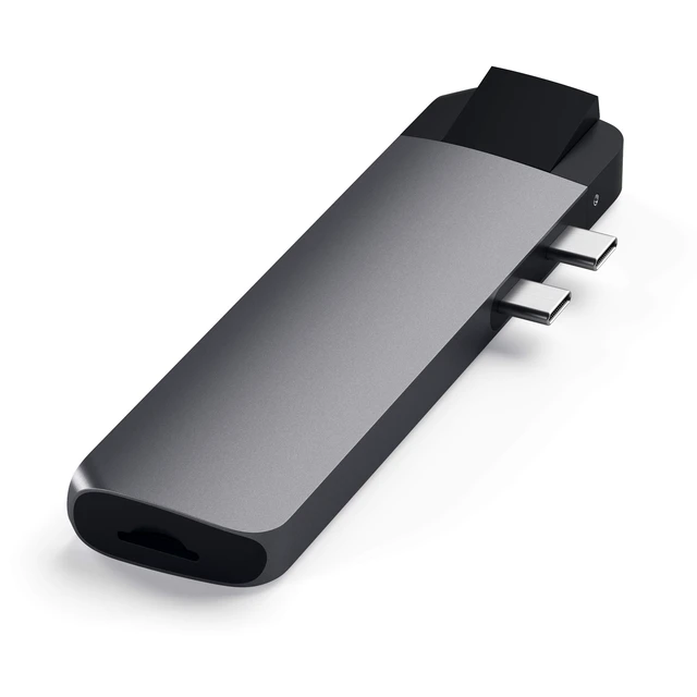 Alt view image 3 of 6 - Type-C Pro Hub Adapter with Ethernet - 4K HDMI, USB-C PD, Gigabit Ethernet, USB 3.0, Micro SD Card Slot - for M2/ M1 MacBook Pro/Air (Space Gray)