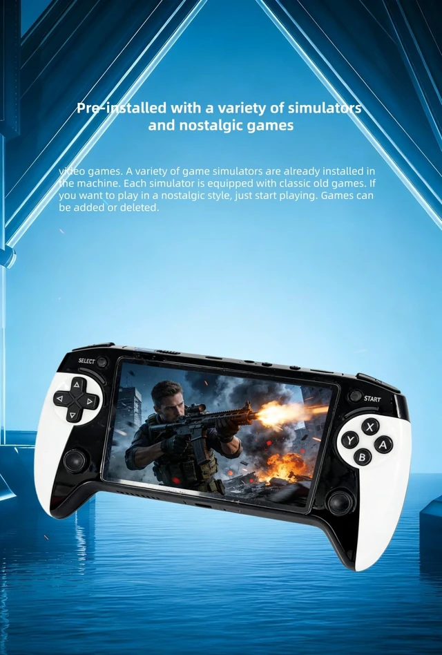 Alt view image 4 of 7 - Handheld Game Console with 5.5 Inch HD Screen, Handle Grip Design, with Built-in Retro Games, TV Output, Game Save Support, Video & Music Playback, Rechargeable Lithium Battery, Ideal Gift