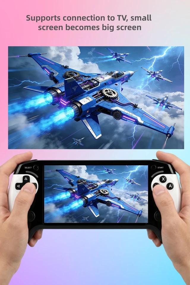 Alt view image 5 of 7 - Handheld Game Console with 5.5 Inch HD Screen, Handle Grip Design, with Built-in Retro Games, TV Output, Game Save Support, Video & Music Playback, Rechargeable Lithium Battery, Ideal Gift