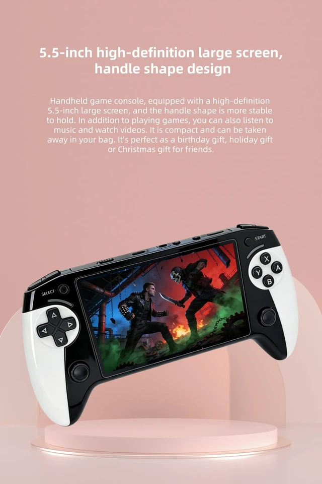 Alt view image 2 of 7 - Handheld Game Console with 5.5 Inch HD Screen, Handle Grip Design, with Built-in Retro Games, TV Output, Game Save Support, Video & Music Playback, Rechargeable Lithium Battery, Ideal Gift
