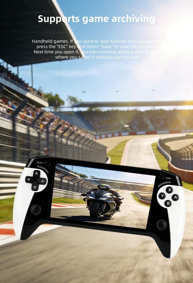 Alt view image 6 of 7 - Handheld Game Console with 5.5 Inch HD Screen, Handle Grip Design, with Built-in Retro Games, TV Output, Game Save Support, Video & Music Playback, Rechargeable Lithium Battery, Ideal Gift