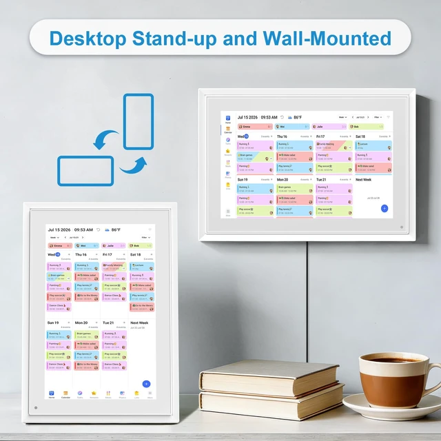 Alt view image 5 of 7 - 10.1 Inch Digital Calendar+Digital Picture Frame, 2026 Desk Calendar Smart WiFi Planner & Chore Chart, IPS HD Interactive Touchscreen Display Gifts for Women Men, Gifts for Mom Dad