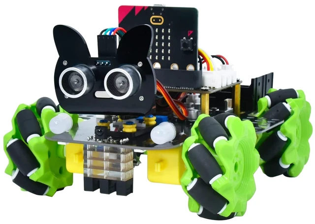 Main image of 4WD Smart Car Coding Robot Kit with Microbit V2 for Makecode and Python, DIY Building Robot Kit for STEM Education 15+, IR Remote/APP Control