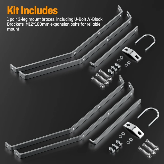 Alt view image 4 of 7 - Heavy-Duty Antenna Wall Mount,Windproof Stand Off Wall Mast Mounting Clamps,1 Pair with Expansion Bolts (1 Pair Mount (3-Leg + 3-Leg), 26 Inch)