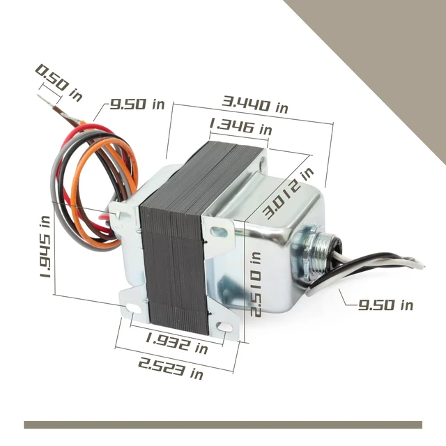 Alt view image 5 of 7 - TR50VA008 Step-Down Transformer with Circuit Breaker Compatible with HVAC Systems 50VA 480/277/240/208VAC to 120VAC, Foot and Dual Threaded Hub Mount