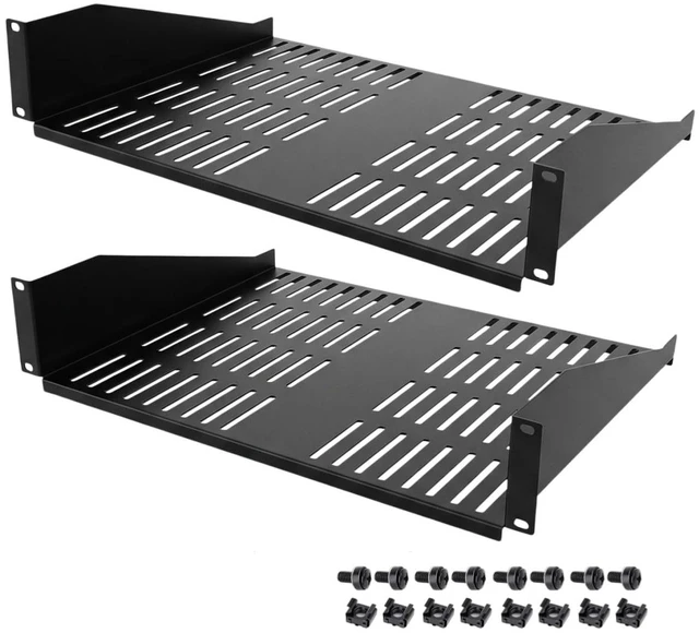 Main image of 2U Server Rack Shelf, Ventilated Cantilever Tray, 14 inches Depth Suitable for 19" Network Equipment Racks and Cabinets,Well-Ventilated,2PCS