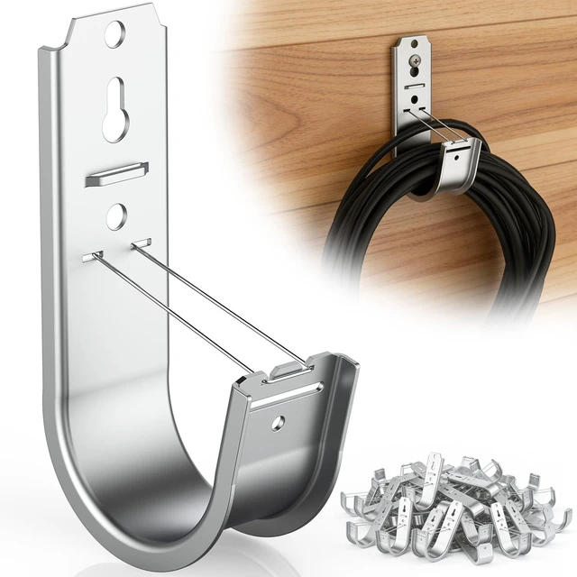 Main image of 100 Pack 2 Inch J Hook Wall Mount J Hook with Retainer Clip Galvanized Steel Cable J Hook for Hanging Wire Management & Organization Solution 2" J Hooks