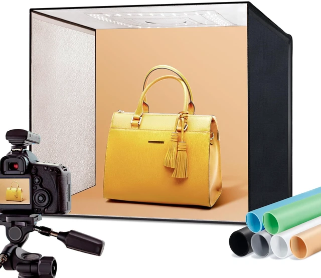 Main image of 50W Photo Light Box, 20"x20" Lightbox for Product Photography Dimmable LED Lights(CRI>97, 5500K, 120 LEDs), 6 Anti-Wrinkle backdrops, Multi-Angle Shooting, Portable&Quick Setup