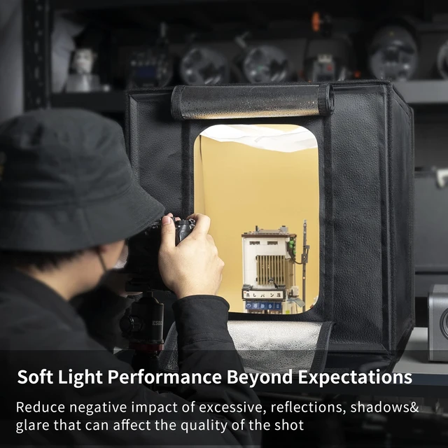 Alt view image 6 of 7 - 50W Photo Light Box, 20"x20" Lightbox for Product Photography Dimmable LED Lights(CRI>97, 5500K, 120 LEDs), 6 Anti-Wrinkle backdrops, Multi-Angle Shooting, Portable&Quick Setup