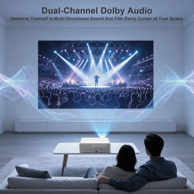 Alt view image 4 of 7 - 4K Smart Projector with Google TVNative 1080P 1000 ANSI Projector Portable Projector with WiFi and Bluetooth, Auto Focus & Auto Keystone, Dolby Audio Home Theater Projector for Bedroom Movie