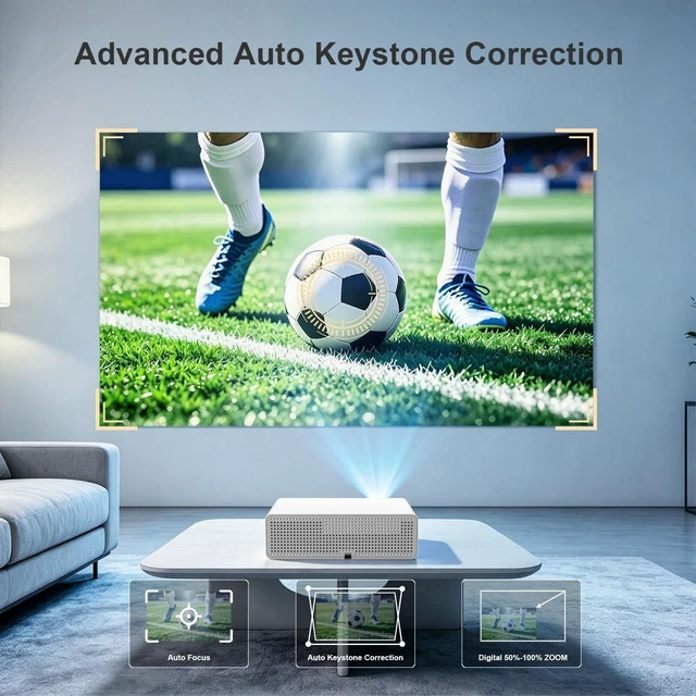 Alt view image 6 of 7 - 4K Smart Projector with Google TVNative 1080P 1000 ANSI Projector Portable Projector with WiFi and Bluetooth, Auto Focus & Auto Keystone, Dolby Audio Home Theater Projector for Bedroom Movie