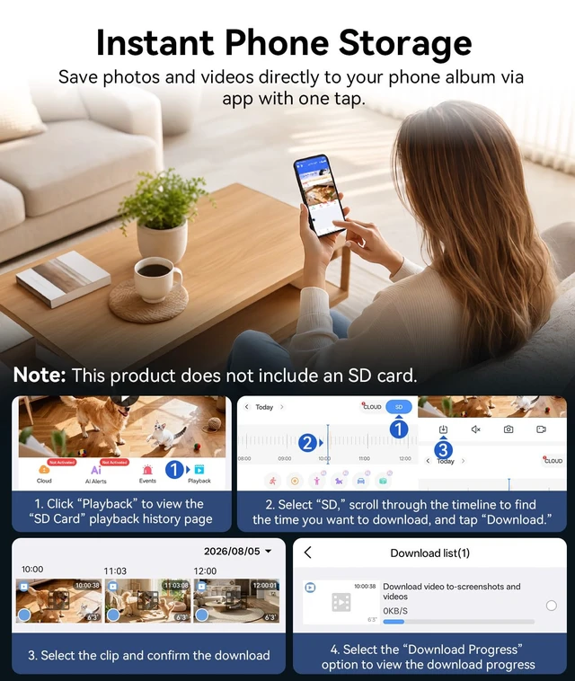 Alt view image 6 of 7 - 4K Wireless WiFi Indoor Security Camera Speaker with Secret Camera 240° Wide, Outdoor Camera, App Control, For Home/Pet/Baby/Office
