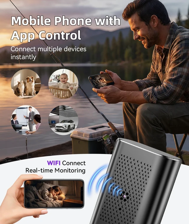 Alt view image 7 of 7 - 4K Wireless WiFi Indoor Security Camera Speaker with Secret Camera 240° Wide, Outdoor Camera, App Control, For Home/Pet/Baby/Office