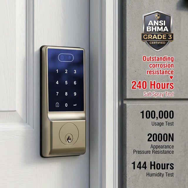 Alt view image 6 of 7 - LeLoupFidele Palm Vein Smart Door Lock for Front Door Palm Lock, 6-in-1 Keyless Entry Deadbolt, App Control Auto Lock Waterproof for Front Door