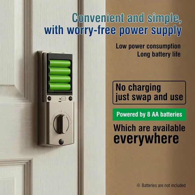 Alt view image 7 of 7 - LeLoupFidele Palm Vein Smart Door Lock for Front Door Palm Lock, 6-in-1 Keyless Entry Deadbolt, App Control Auto Lock Waterproof for Front Door