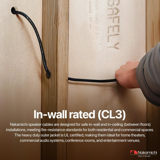 Alt view image 7 of 7 - 14/2 (100-Foot) in-Wall & Direct Burial (UL CL2 CL3 Rated) Oxygen-Free Copper (OFC) 2-Conductor Speaker Cable Wire, Outdoor In-Ground, in-Ceiling, Riser, Black (14AWG / 100ft / 30.48m)