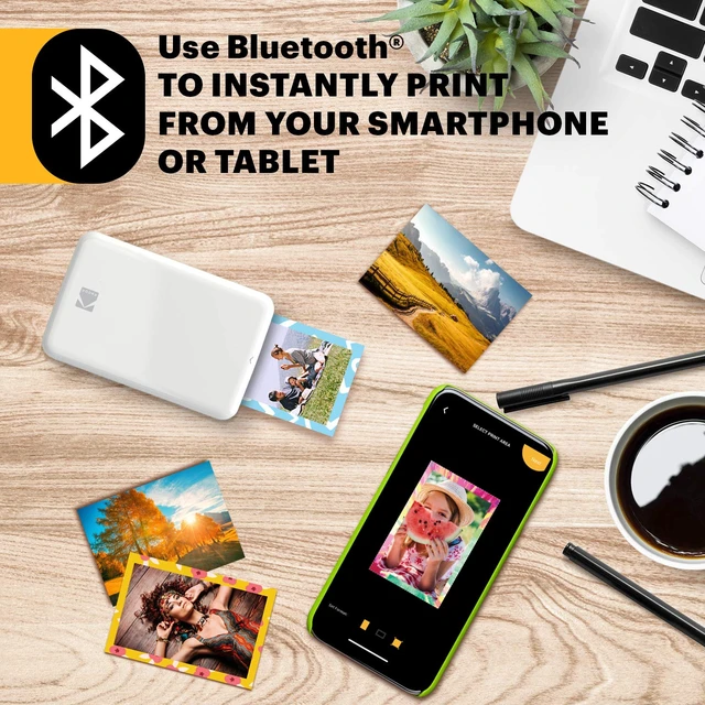 Alt view image 4 of 5 - Kodak Step Printer Zero Ink Technology Wireless Mobile Photo Printer for Any Bluetooth or NFC Smart Device (White) Sticker Edition, 2x3 (RODMP20KIT9W)