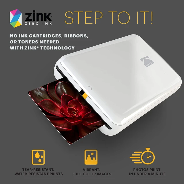Alt view image 3 of 5 - Kodak Step Printer Zero Ink Technology Wireless Mobile Photo Printer for Any Bluetooth or NFC Smart Device (White) Sticker Edition, 2x3 (RODMP20KIT9W)