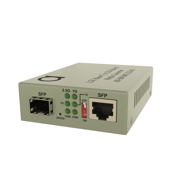 Alt view image 7 of 7 - 2.5G Fiber to Ethernet Media Converter, Open SFP Slot, Dual Speed 1G/2.5G No SFP in the box - any brand 2.5Gb or 1G module, LC duplex or BiDi WDM, single mode or multimode - RJ45 100M/1G/2.5GBASE-T