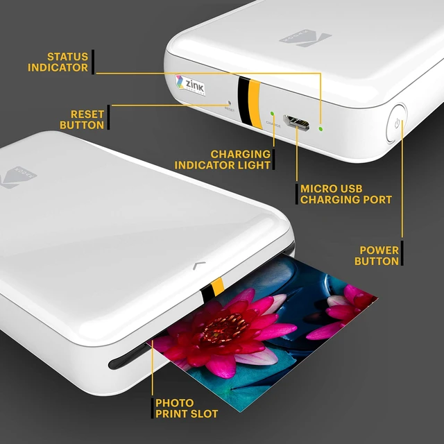 Alt view image 2 of 5 - Kodak Step Printer Zero Ink Technology Wireless Mobile Photo Printer for Any Bluetooth or NFC Smart Device (White) Sticker Edition, 2x3 (RODMP20KIT9W)