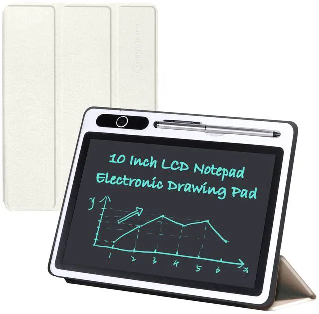 Main image of 10inch LCD Writing Tablet Electronic Notepad Doodle Board with Case | Reusable Digital Writing Pad OffWhite Leather Protective Case for Adults at Home Office Bussiness