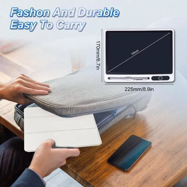 Alt view image 2 of 6 - 10inch LCD Writing Tablet Electronic Notepad Doodle Board with Case | Reusable Digital Writing Pad OffWhite Leather Protective Case for Adults at Home Office Bussiness