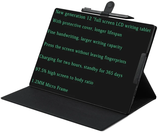 Main image of 12 Inch Rechargeable LCD Writing Tablet with Cover Adults | Electronic Writing Drawing Pads Full Screen Digital Scratchpad Full Screen Digital Scratchpad for Office Meeting Memo