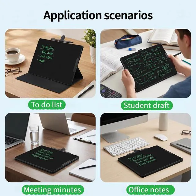 Alt view image 6 of 7 - 12 Inch Rechargeable LCD Writing Tablet with Cover Adults | Electronic Writing Drawing Pads Full Screen Digital Scratchpad Full Screen Digital Scratchpad for Office Meeting Memo
