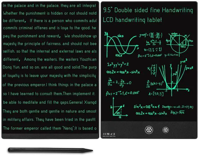 Alt view image 2 of 6 - LCD Writing Tablet Double-Sided 9.5 and 8.5 Electronic Drawing Board | Ultra-Slim Digital Notepad 2 Sides Screen Fine Lines Erasable Reusable Digital Scratchpad for Home Office Meeting Memo
