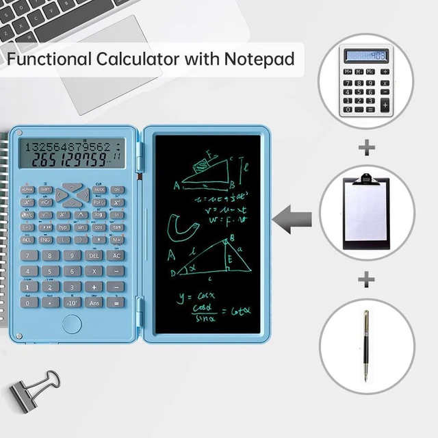 Alt view image 4 of 7 - Scientific Calculator with Writing Tablet Foldable Financial Calculator | Desk Portable Basic Calculator with Notepad and Stylus, Professional Standard Calculato for Office, School, Home & Basic