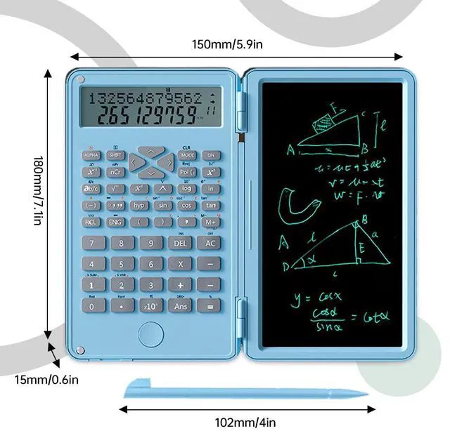 Alt view image 5 of 7 - Scientific Calculator with Writing Tablet Foldable Financial Calculator | Desk Portable Basic Calculator with Notepad and Stylus, Professional Standard Calculato for Office, School, Home & Basic