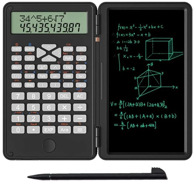 Main image of Scientific Calculator with Writing Tablet 2in1 Protable Calculator Notepad | Multi-Function 12 Digit Desktop Calculator Black Professional Financial Calculator for Office, Basic Financial
