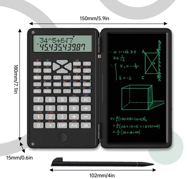 Alt view image 5 of 7 - Scientific Calculator with Writing Tablet 2in1 Protable Calculator Notepad | Multi-Function 12 Digit Desktop Calculator Black Professional Financial Calculator for Office, Basic Financial