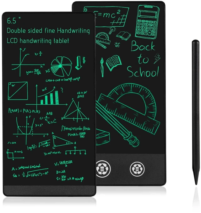 Main image of Mini LCD Writing Tablet 2 Sides Screen Erasable Reusable 6.5inch and 6inch Electronic Drawing Pads Portable Digital Scratchpad for Adults Kids Home Office (Black)