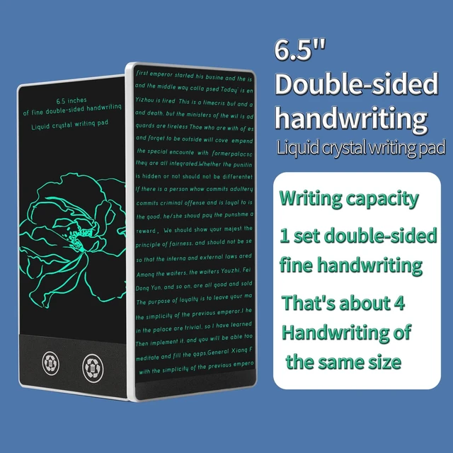 Alt view image 4 of 6 - Mini LCD Writing Tablet 2 Sides Screen Erasable Reusable 6.5inch and 6inch Electronic Drawing Pads Portable Digital Scratchpad for Adults Kids Home Office (Black)