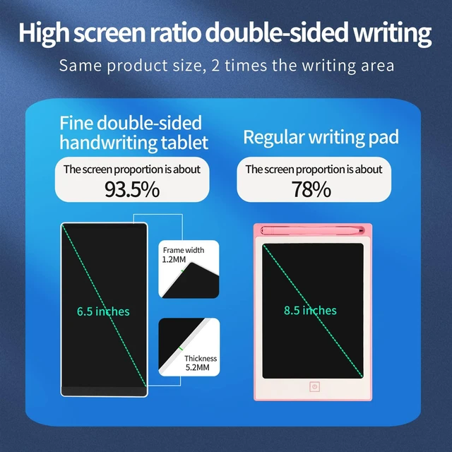 Alt view image 5 of 6 - Mini LCD Writing Tablet 2 Sides Screen Erasable Reusable 6.5inch and 6inch Electronic Drawing Pads Portable Digital Scratchpad for Adults Kids Home Office (Black)
