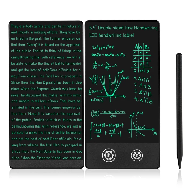 Alt view image 6 of 6 - Mini LCD Writing Tablet 2 Sides Screen Erasable Reusable 6.5inch and 6inch Electronic Drawing Pads Portable Digital Scratchpad for Adults Kids Home Office (Black)
