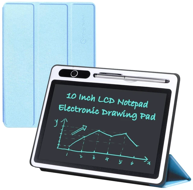 Main image of 10 Inch LCD Writing Tablet Electronic Reusable Board with Cover for Adults Digital Notebook Blue PU Protective Cover Erasable Drawing Pad for Taking Notes Drafting Leaving Message