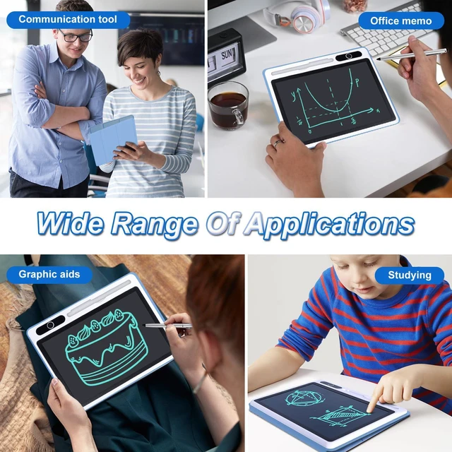 Alt view image 4 of 6 - 10 Inch LCD Writing Tablet Electronic Reusable Board with Cover for Adults Digital Notebook Blue PU Protective Cover Erasable Drawing Pad for Taking Notes Drafting Leaving Message