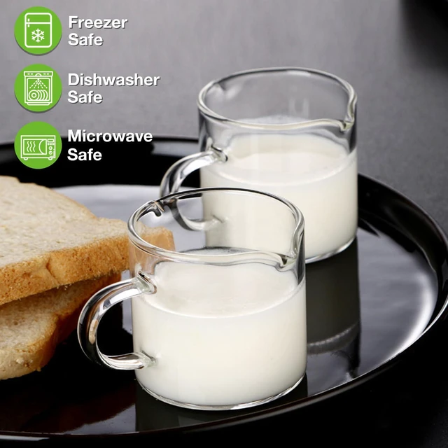 Alt view image 3 of 7 - Espresso Cups Set of 2, 4 OZ Double Spouts Cups, Shot Glasses, Milk Cup with Handle, Clear Glass, Espresso Accessories for Machine, Small