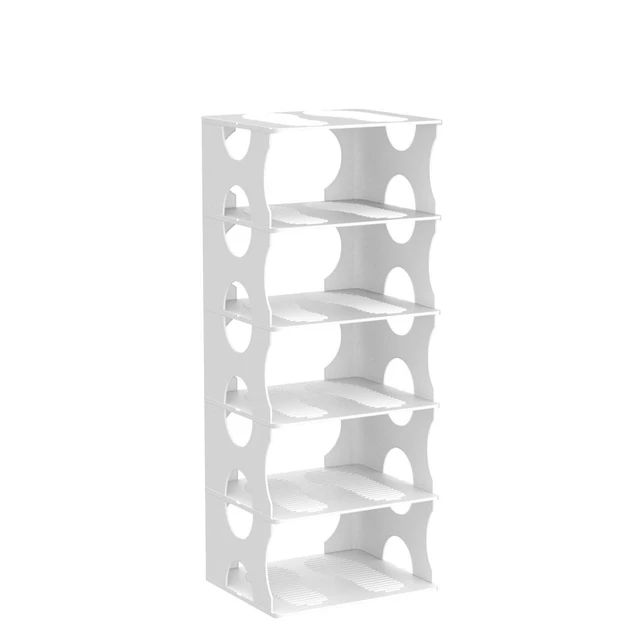Alt view image 4 of 7 - 6-Tier Shoe Rack,Stackable Shoe Storage Organizer for Bedroom Entryway, Adjustable Shoe Rack,Shoe Slots Organizer Shelf, Easy Clean Shoe Tower Rack,White
