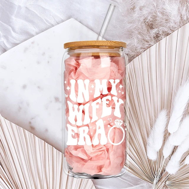 Alt view image 4 of 6 - Bridal Shower Gift - Cute Cool Wedding Day Idea for Bride to Be, Future Mrs, Bachelorette - In My Wifey Era Glass Cup Tumbler