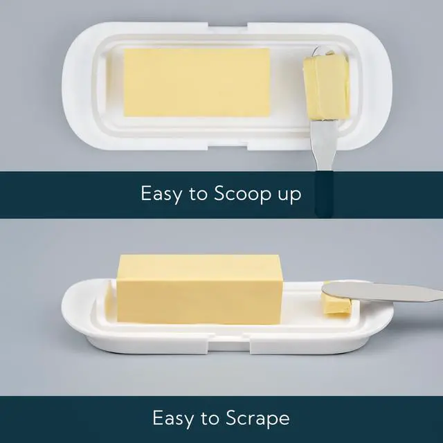 Alt view image 6 of 7 - One-handed Airtight Butter Dish with Lid for Countertop and Refrigerator Door Shelf, Butter Holder with One Press to Open/Close Secure Latching Buckle for West/East Coast Butter (White)