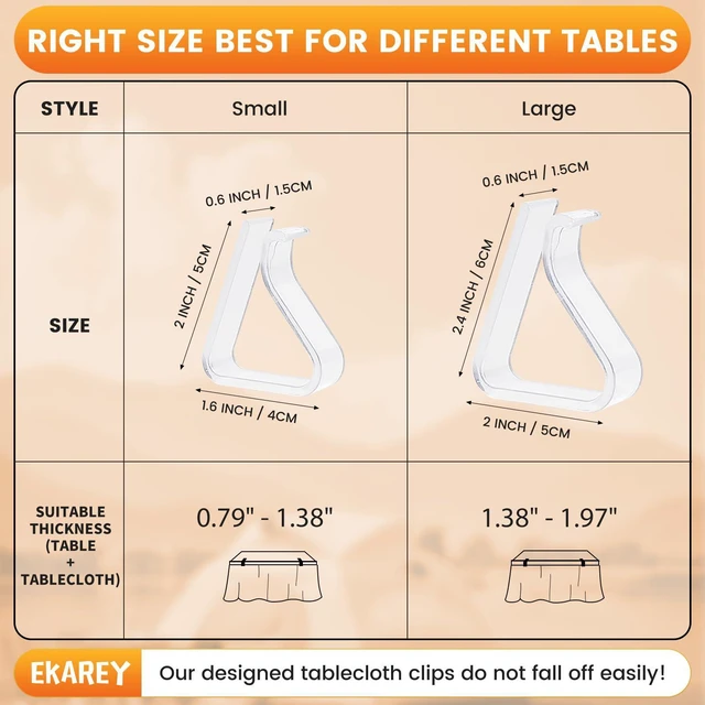 Alt view image 2 of 7 - 24 PCS Clear Tablecloth Clips Holder Securing Outdoor & Indoor Table Cloth | Windproof & Waterproof & Durable & Transparent Plastic Table Cover Clamp for Party, Picnic,Wedding,Camping,Christmas Large