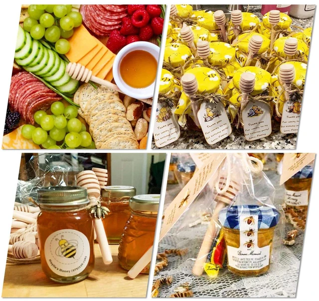 Alt view image 2 of 6 - 25Pcs Honey Wooden Dipper Mini Honeycomb Sticks 3 Inch | Honey Stirrer Stick for Jar Dispense Drizzle and Wedding Party Present